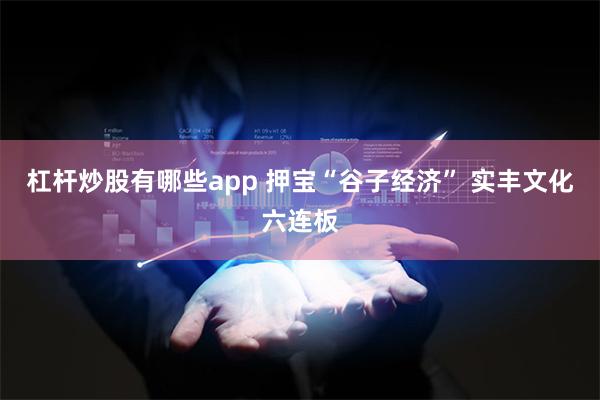 杠杆炒股有哪些app 押宝“谷子经济” 实丰文化六连板